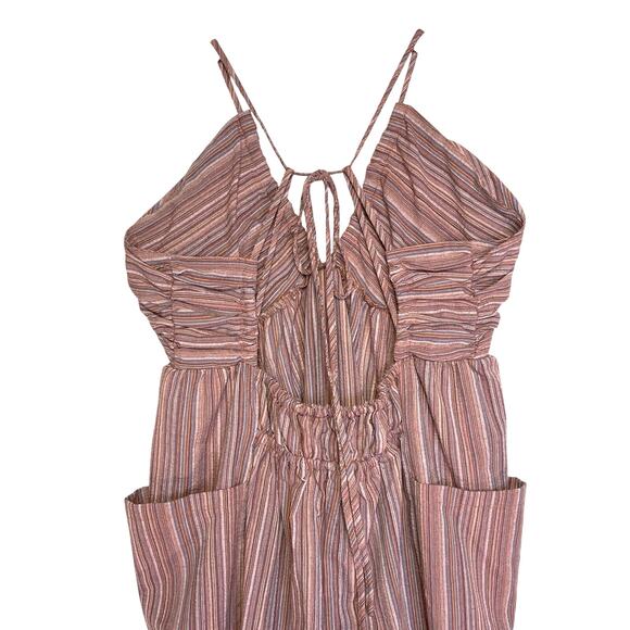 NWT CUPSHE Women’s Boho Brown Striped Wideleg Halter Jumpsuit large - Picture 8 of 9